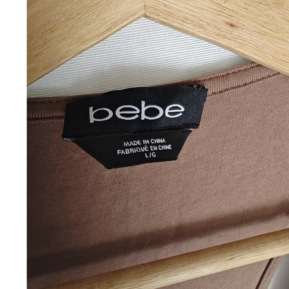 Bebe Maxi Dress Racerback Bling Brown Pine Bark Crystal Logo Large Knit - Picture 5 of 8